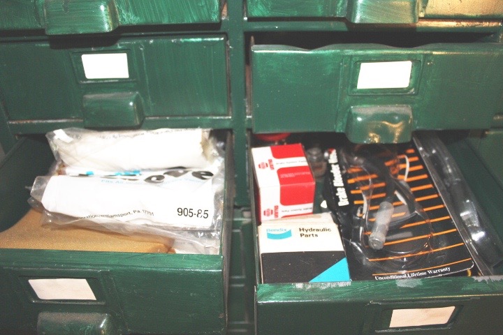 Antique Metal Shop Drawers