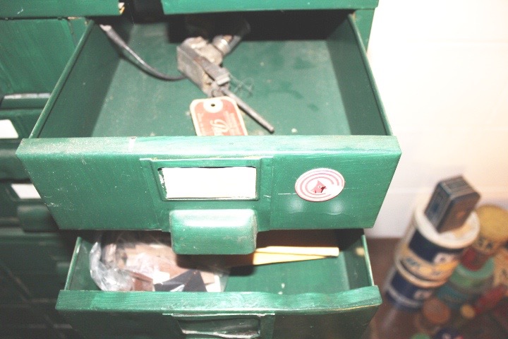 Antique Metal Shop Drawers