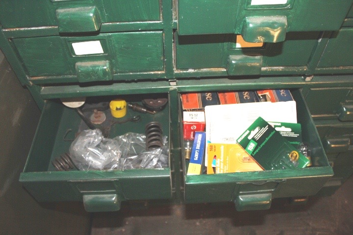 Antique Metal Shop Drawers