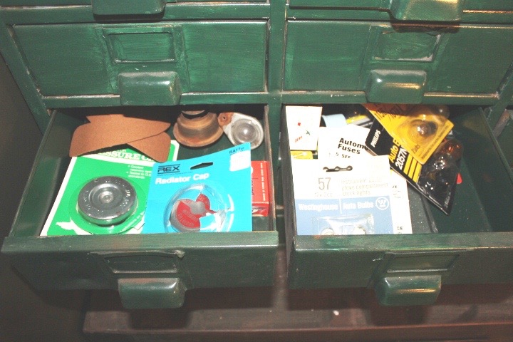 Antique Metal Shop Drawers