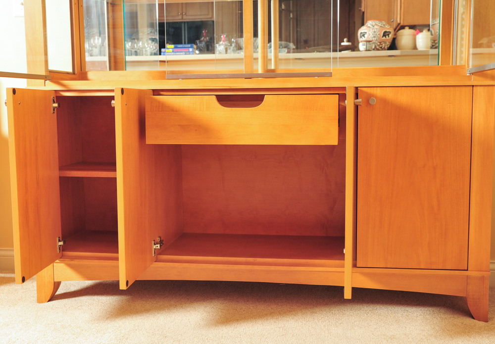 Blonde Ethan Allen Contemporary China Cabinet