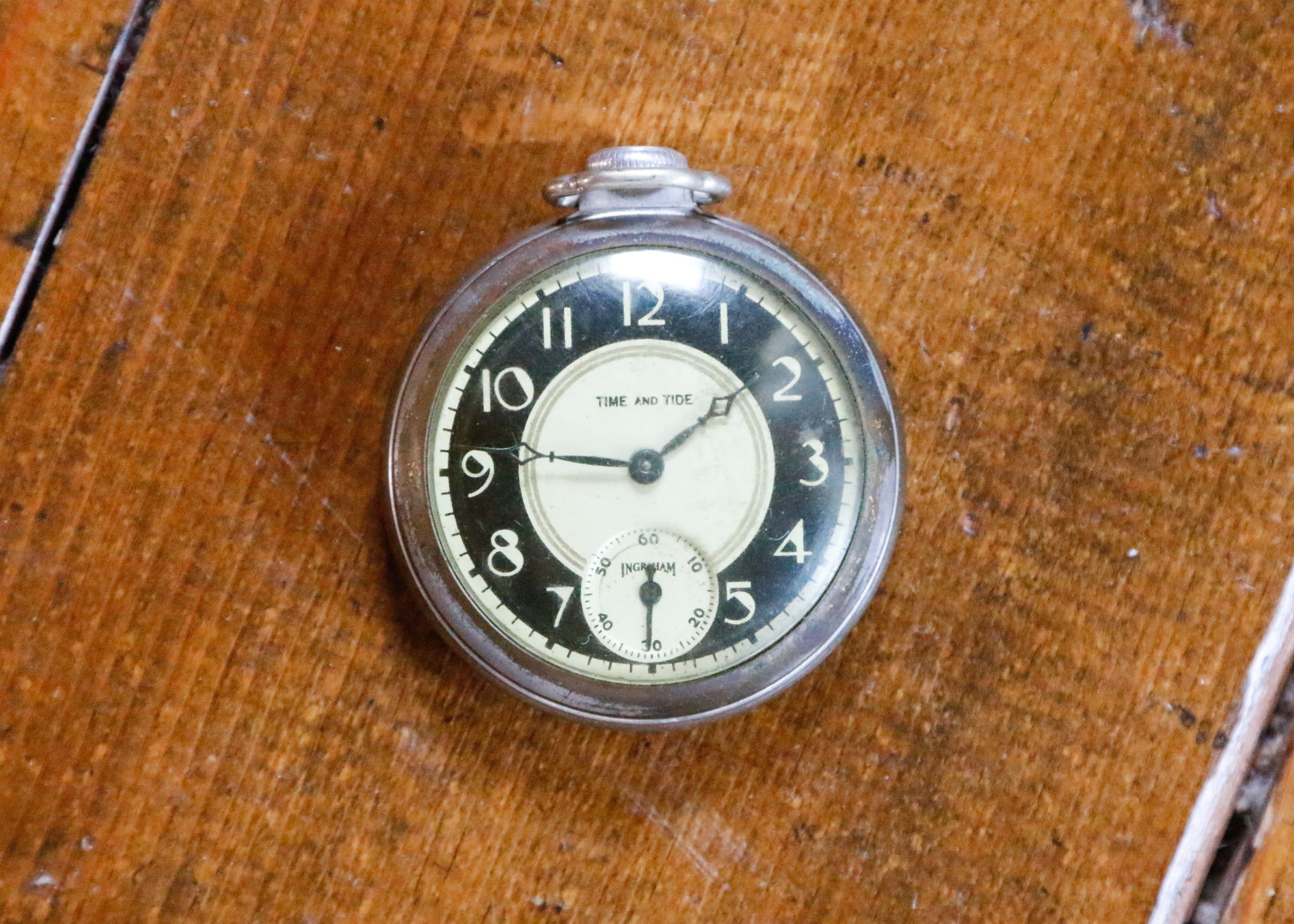 Vintage Ingraham Time & Tide Pocket Watch