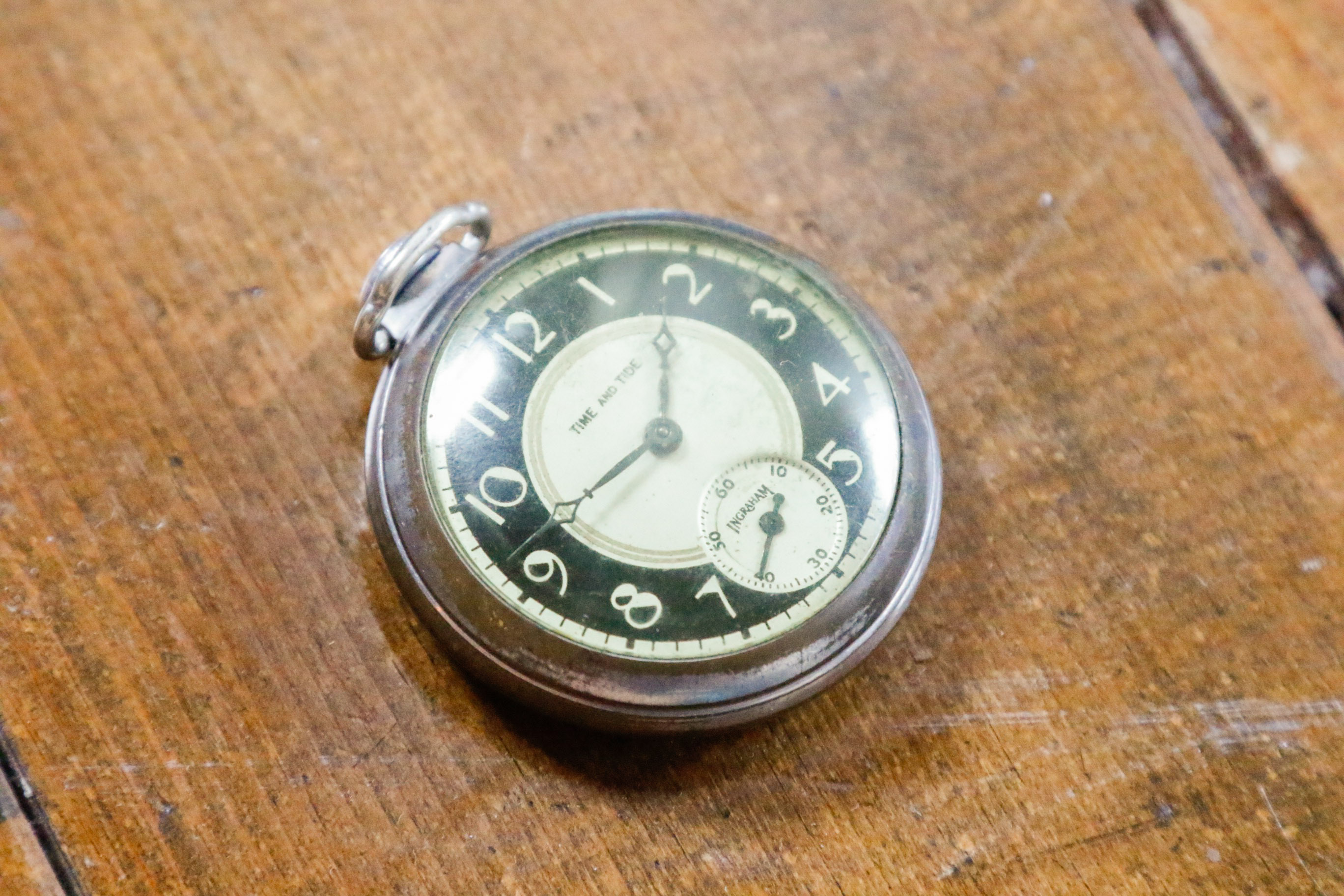 Vintage Ingraham Time & Tide Pocket Watch