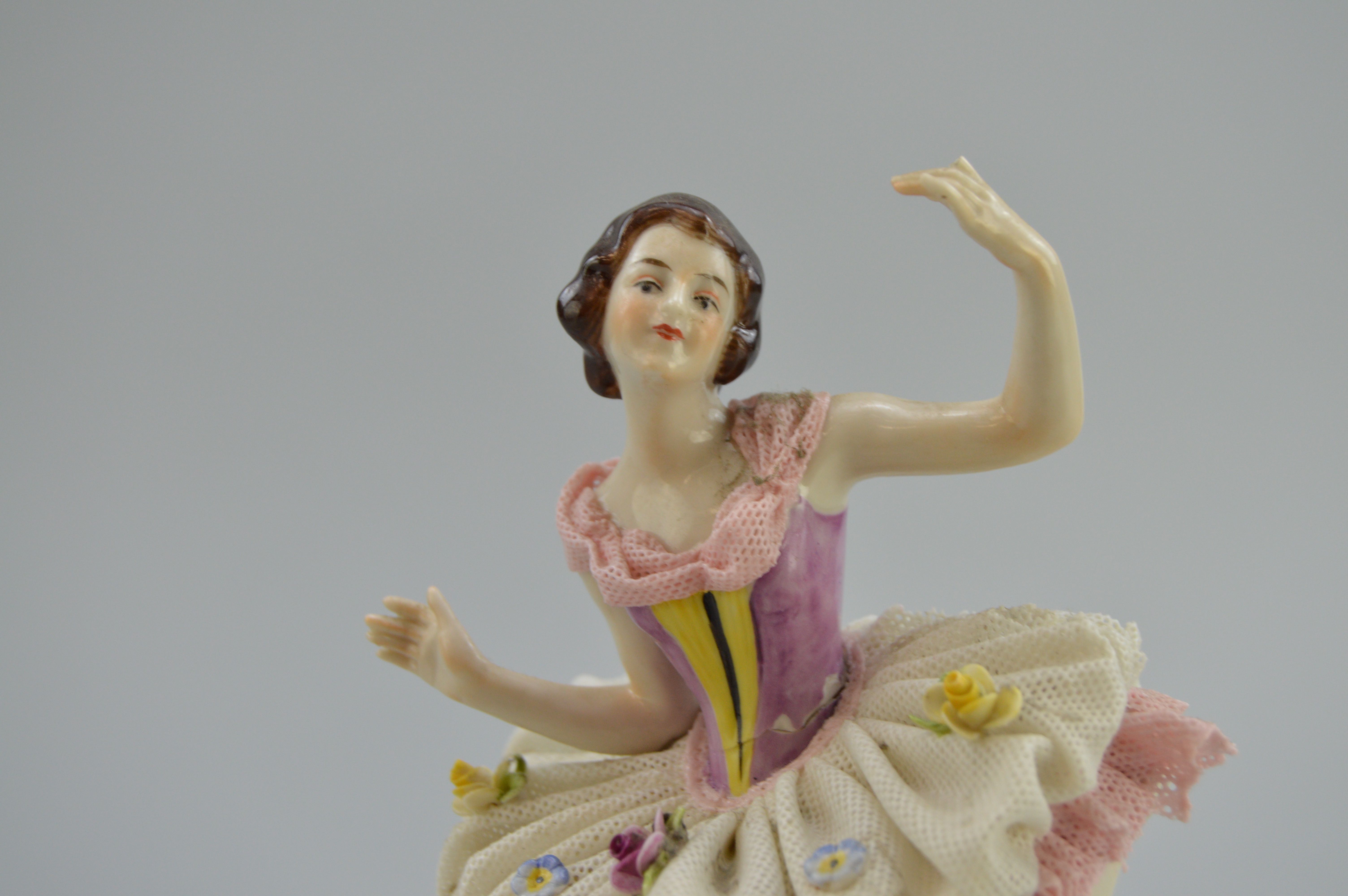 Volkstedt Dresden Lace Ballerina Figurine