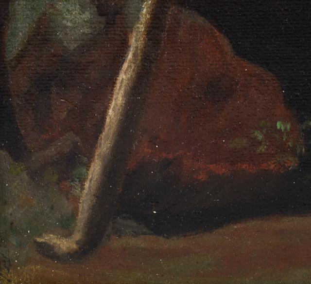 Original Antique Oil Painting of Shepherd Girl