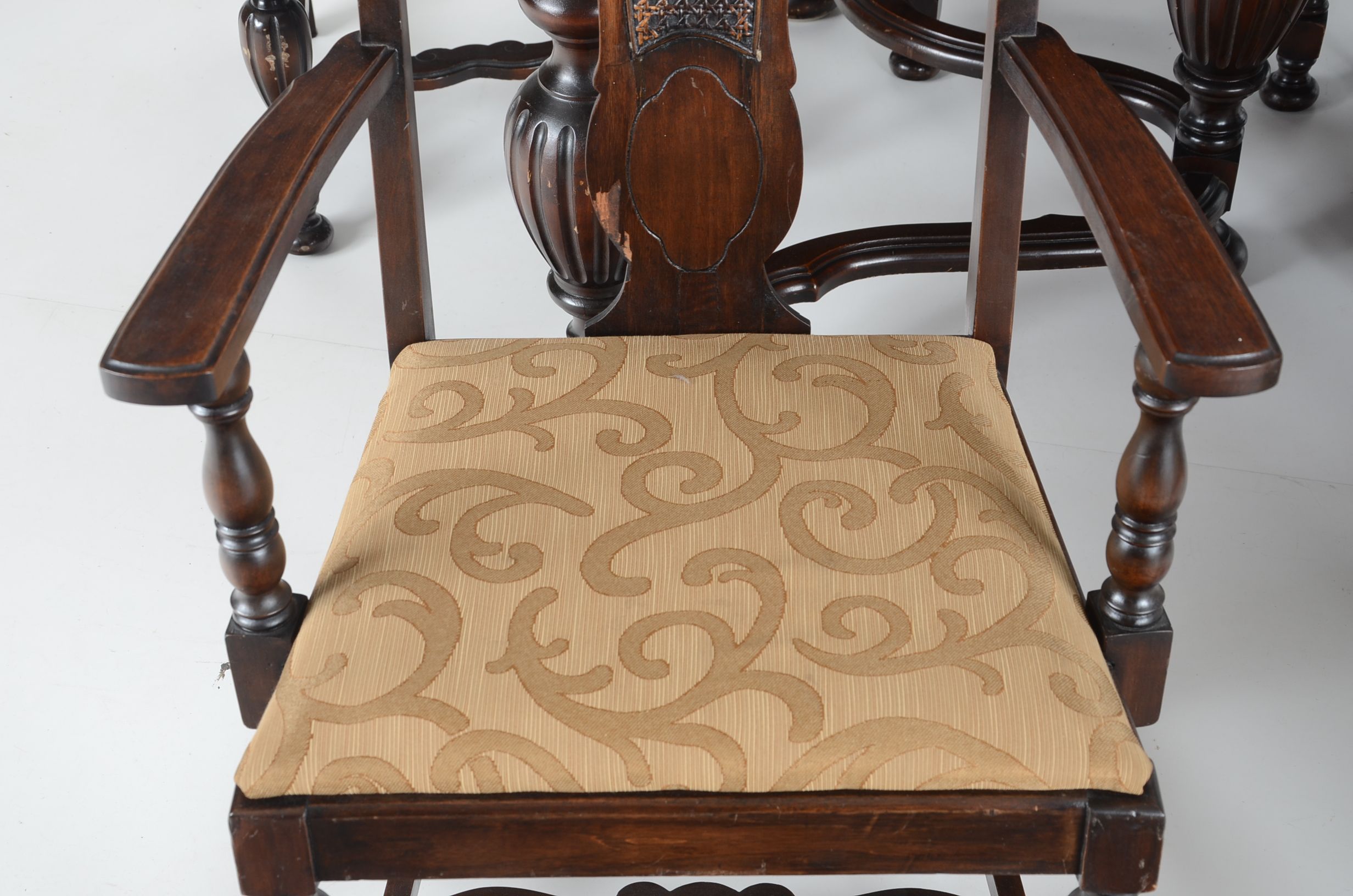 1920s Jacobean Style Dining Table and Six Chairs