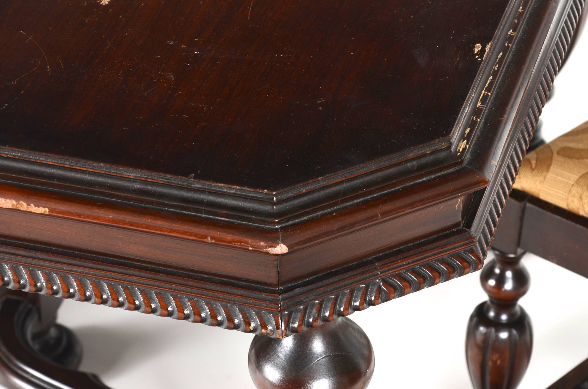 1920s Jacobean Style Dining Table and Six Chairs