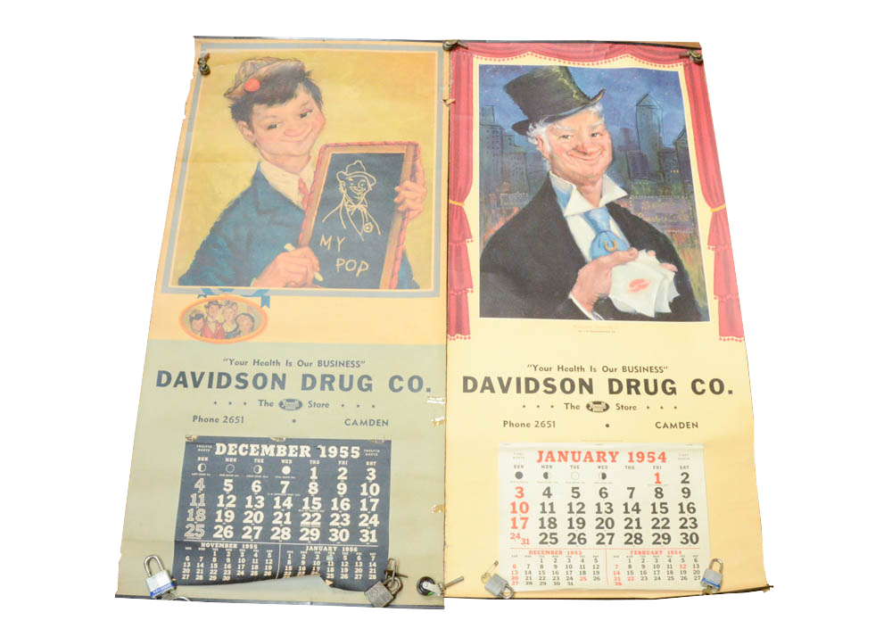 Vintage Davidson Drug Co. 1950s Calendars