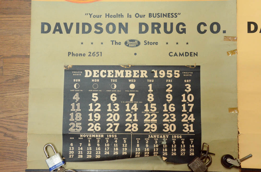 Vintage Davidson Drug Co. 1950s Calendars