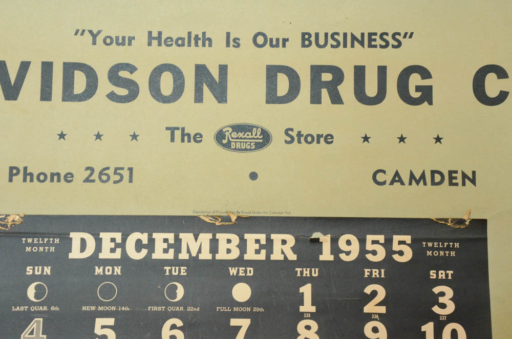 Vintage Davidson Drug Co. 1950s Calendars
