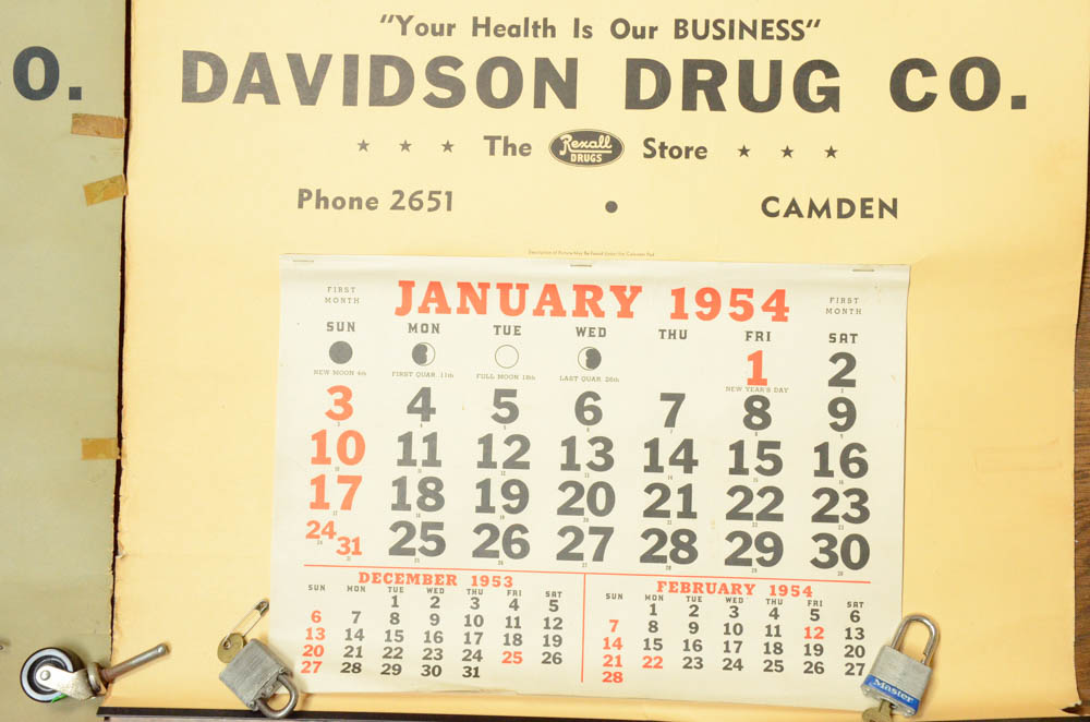 Vintage Davidson Drug Co. 1950s Calendars