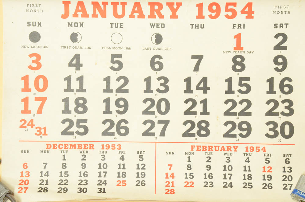 Vintage Davidson Drug Co. 1950s Calendars