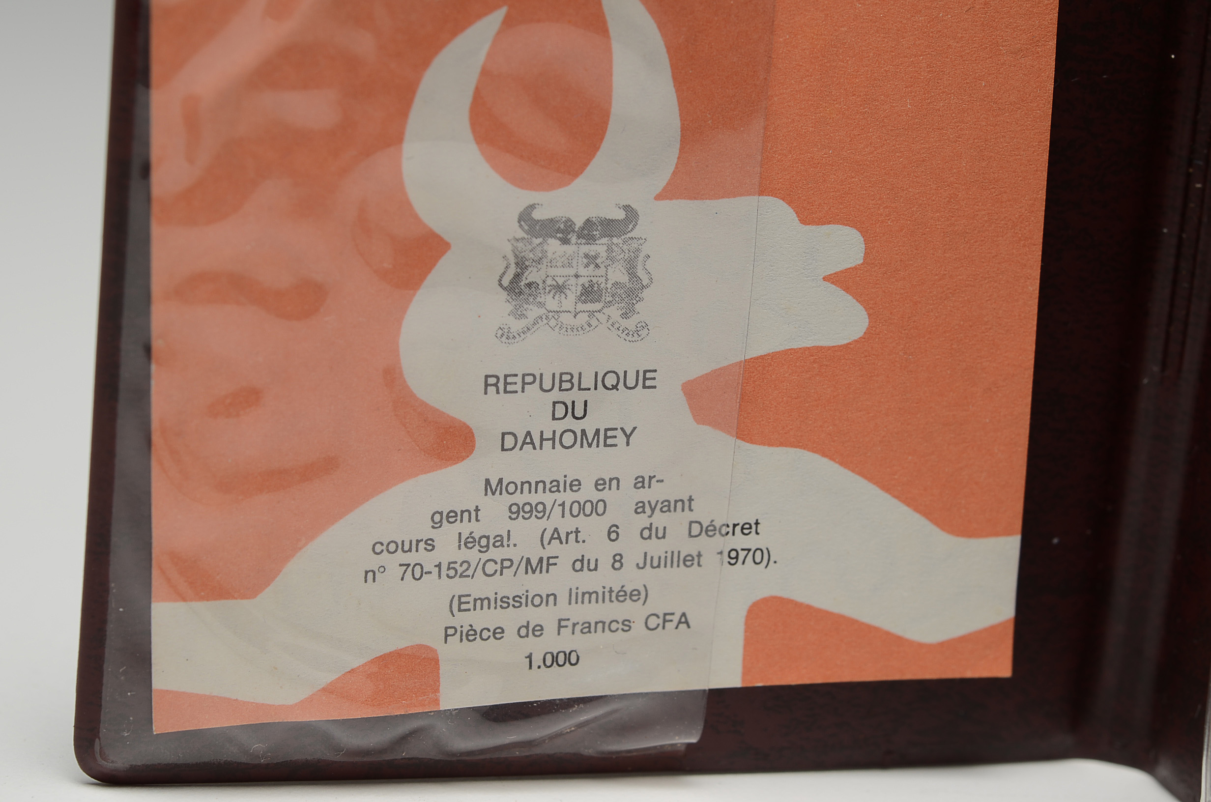 1971 Republic Du Dahomey 1000 Francs Silver Coin