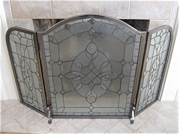 Beveled Glass Fire Screen