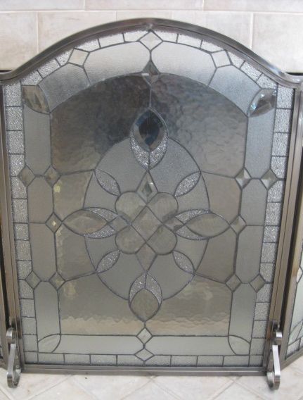 Beveled Glass Fire Screen