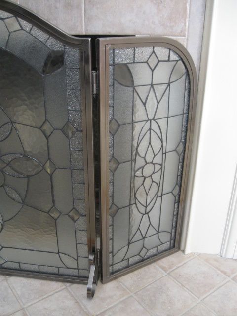 Beveled Glass Fire Screen