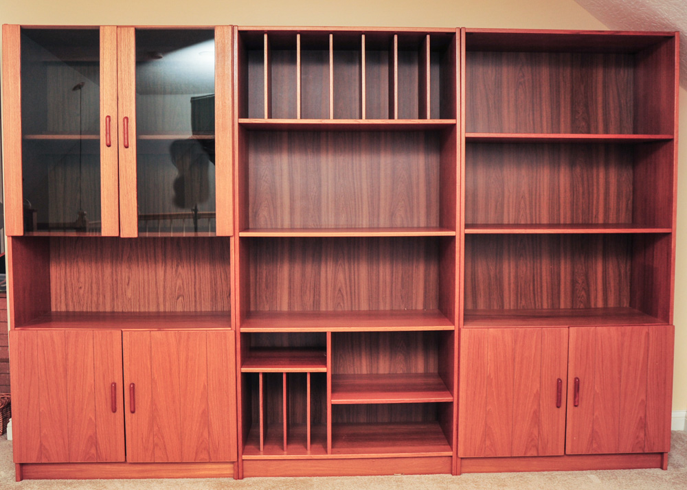 Danish Modern Teak Three-Piece Shelving and Display Unit