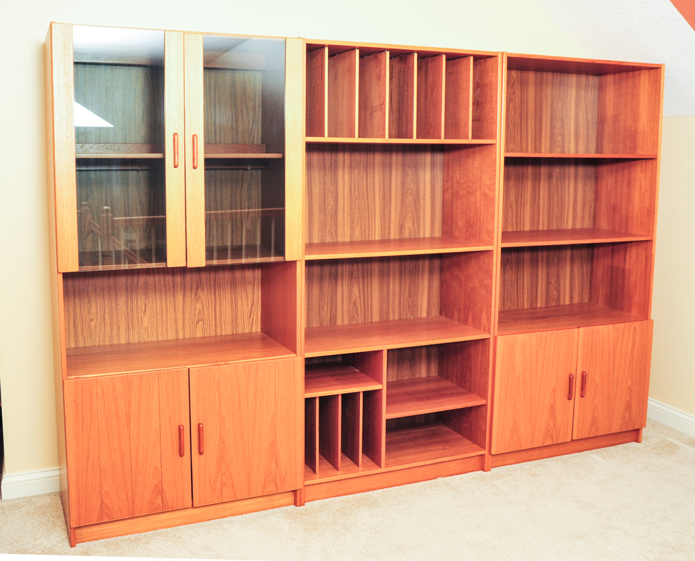 Danish Modern Teak Three-Piece Shelving and Display Unit