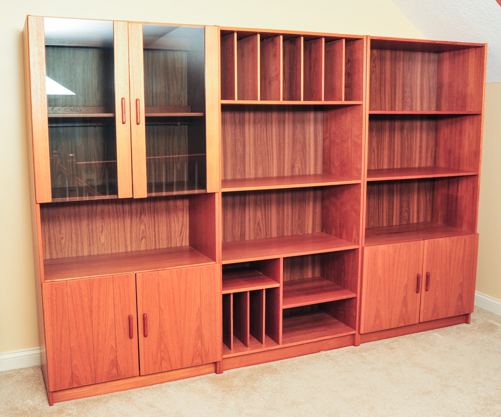 Danish Modern Teak Three-Piece Shelving and Display Unit