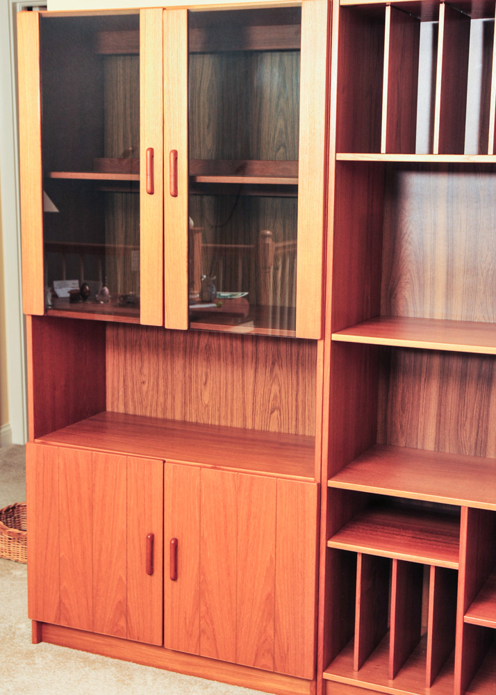 Danish Modern Teak Three-Piece Shelving and Display Unit