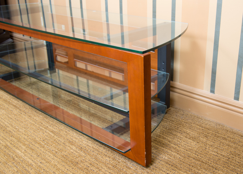 BDI Natural Cherry Glass Top TV Stand