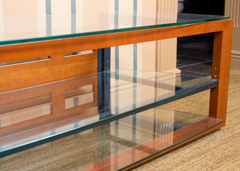 BDI Natural Cherry Glass Top TV Stand