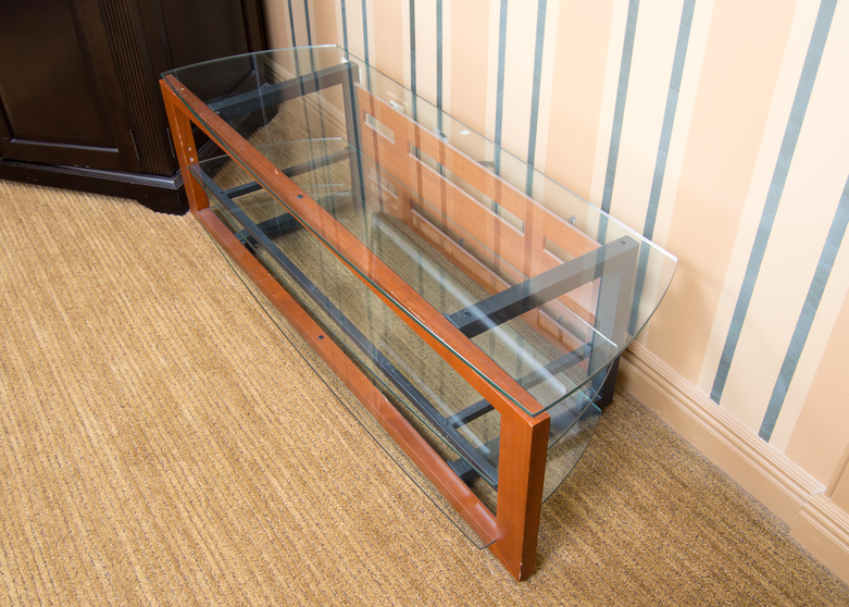 BDI Natural Cherry Glass Top TV Stand