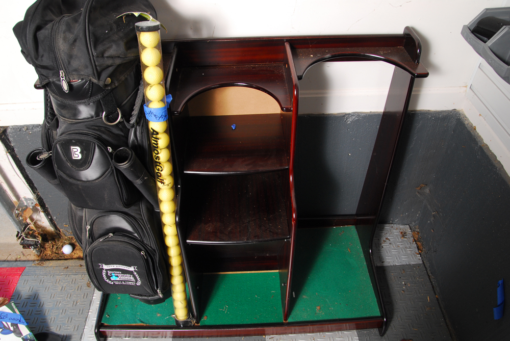 Golf Bag Organizer Rack and Equipment