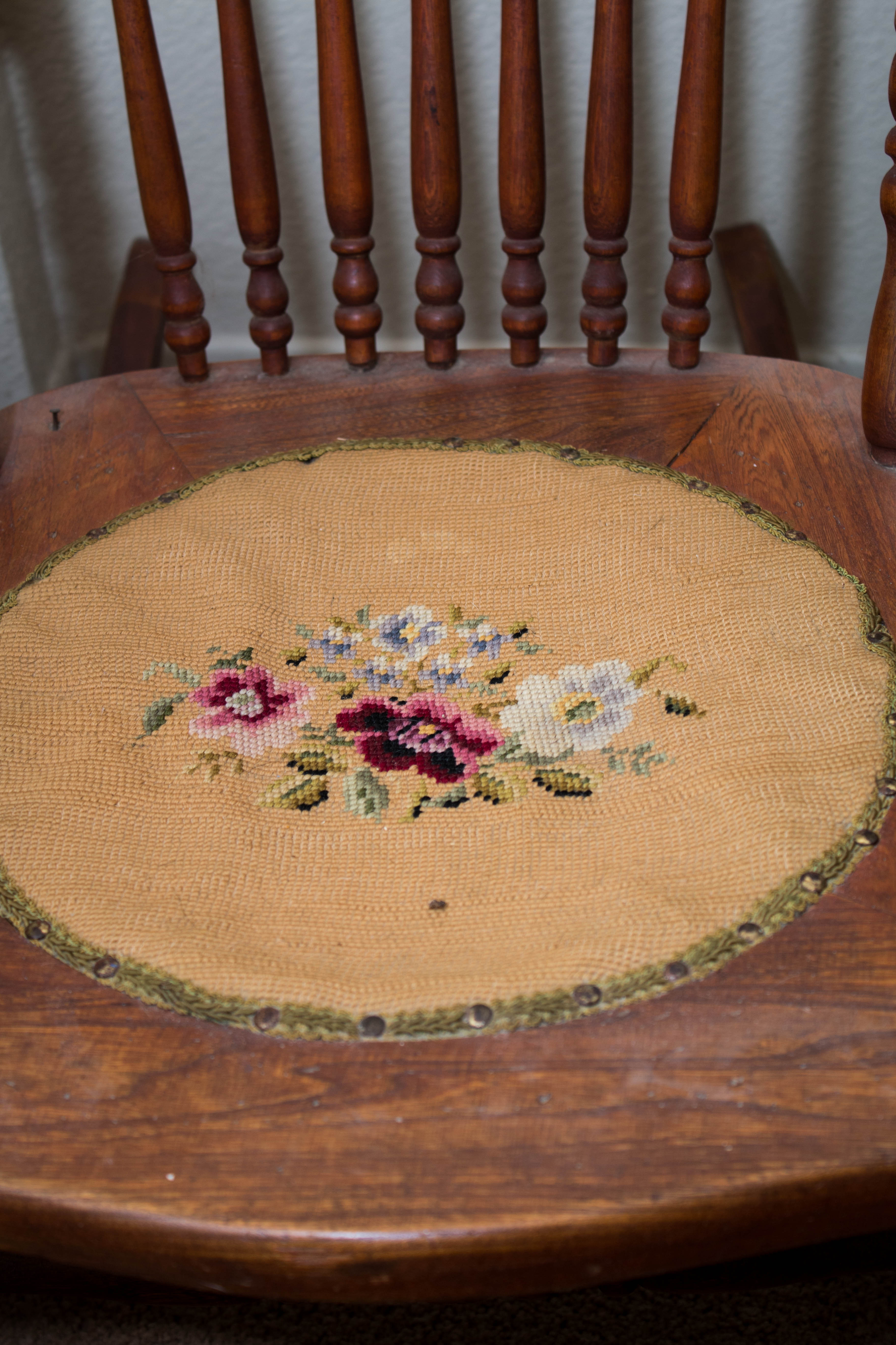Antique Carved Oak Rocking Chair