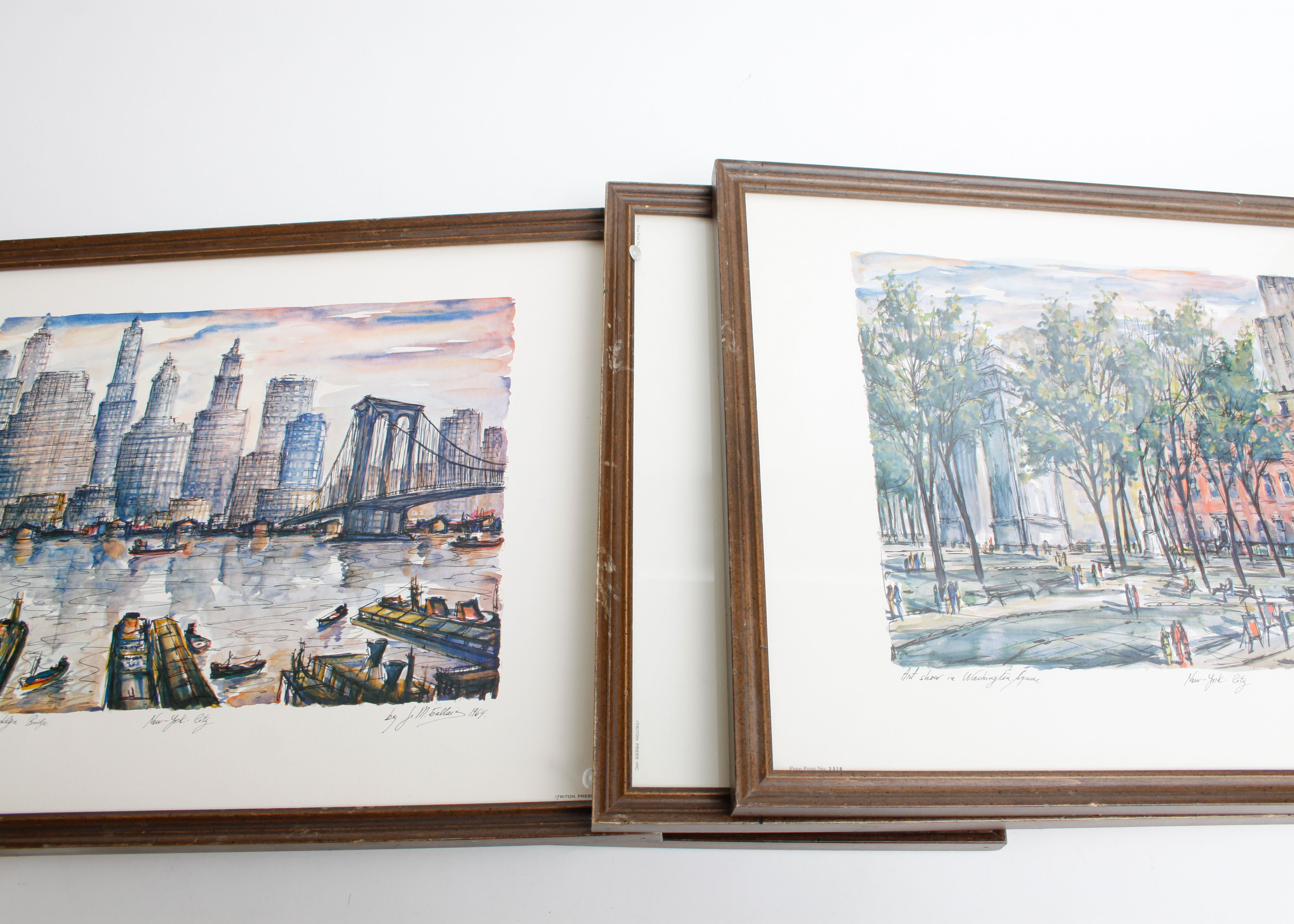 Set of Four Watercolor Prints of New York City