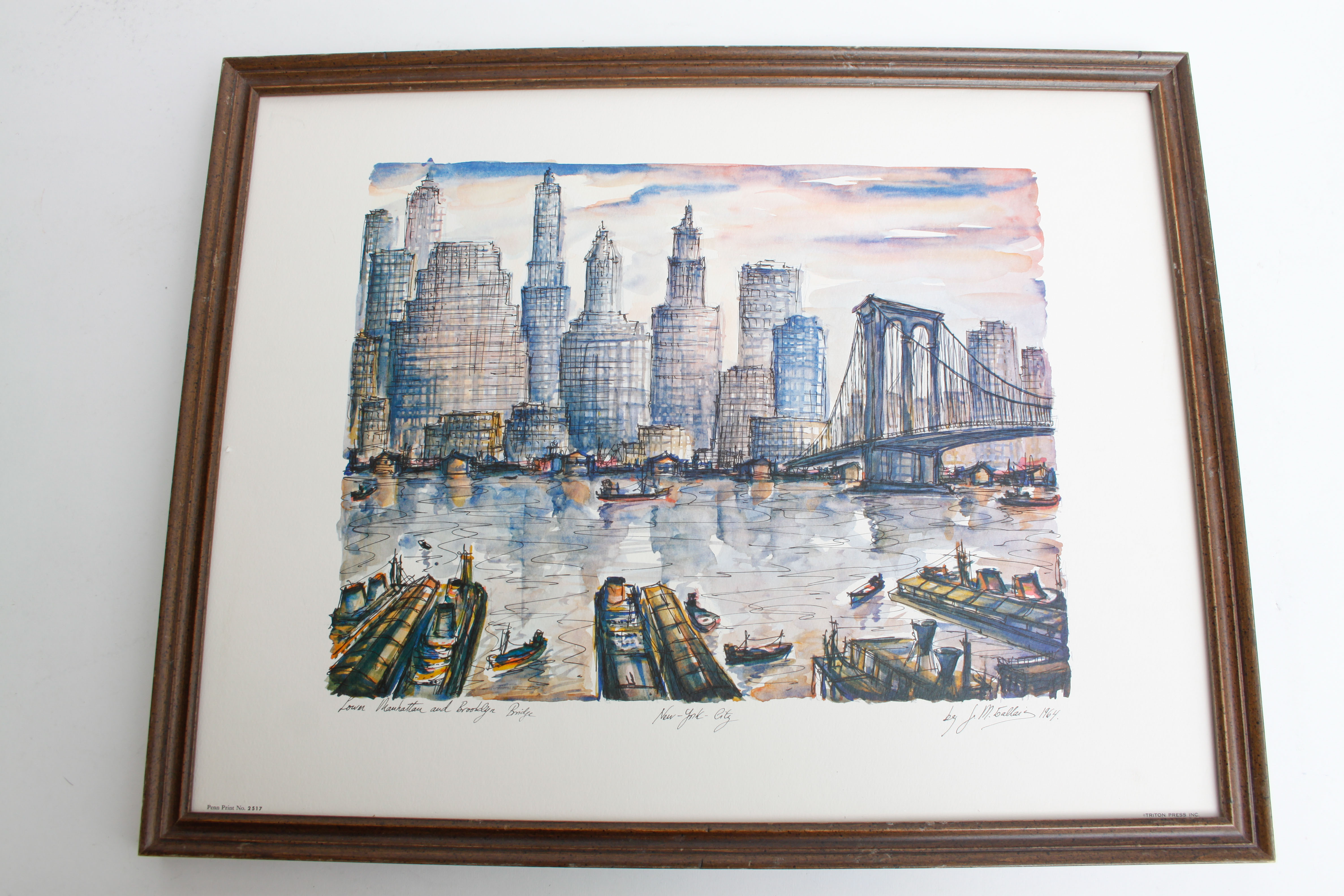 Set of Four Watercolor Prints of New York City