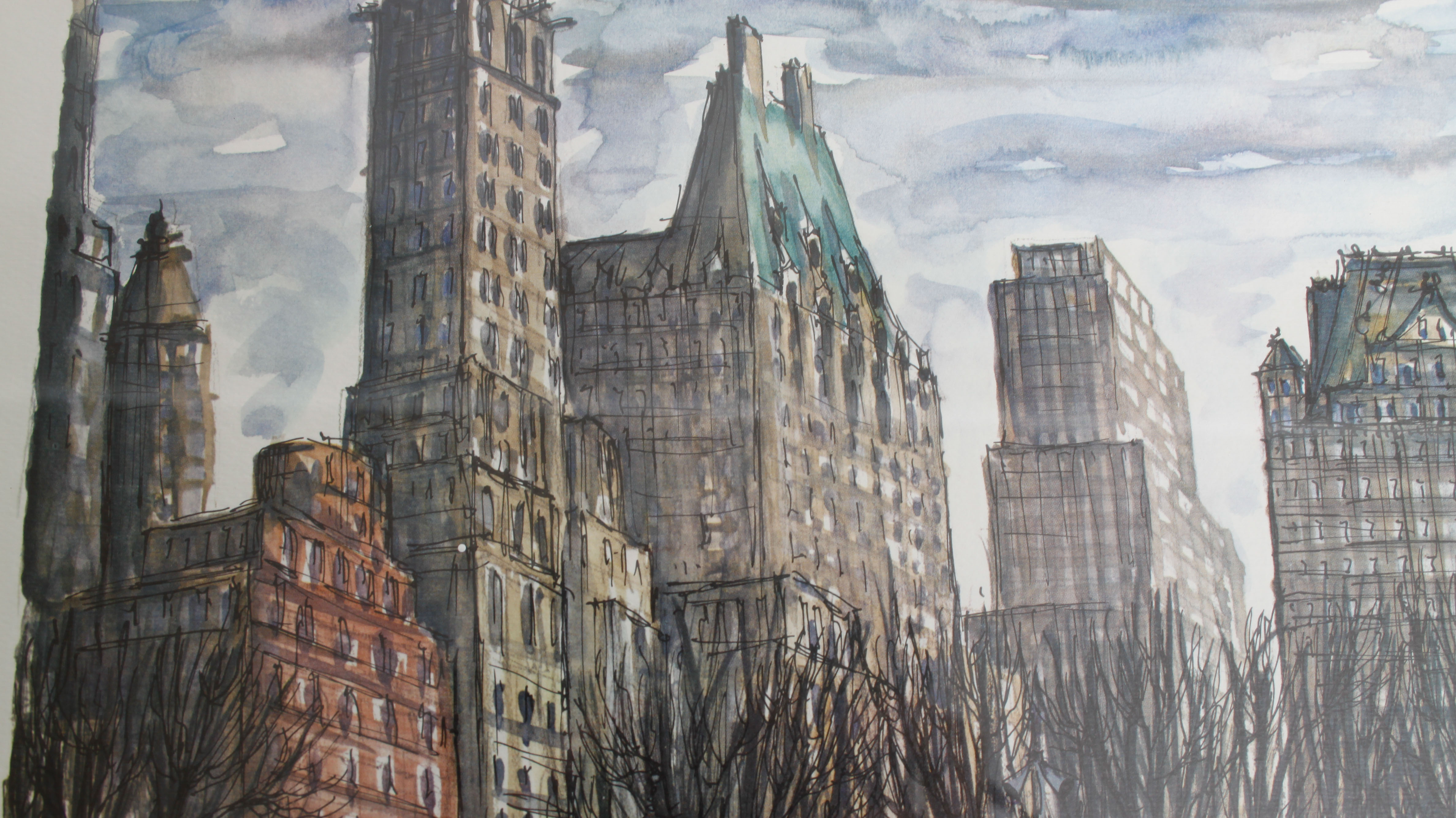Set of Four Watercolor Prints of New York City