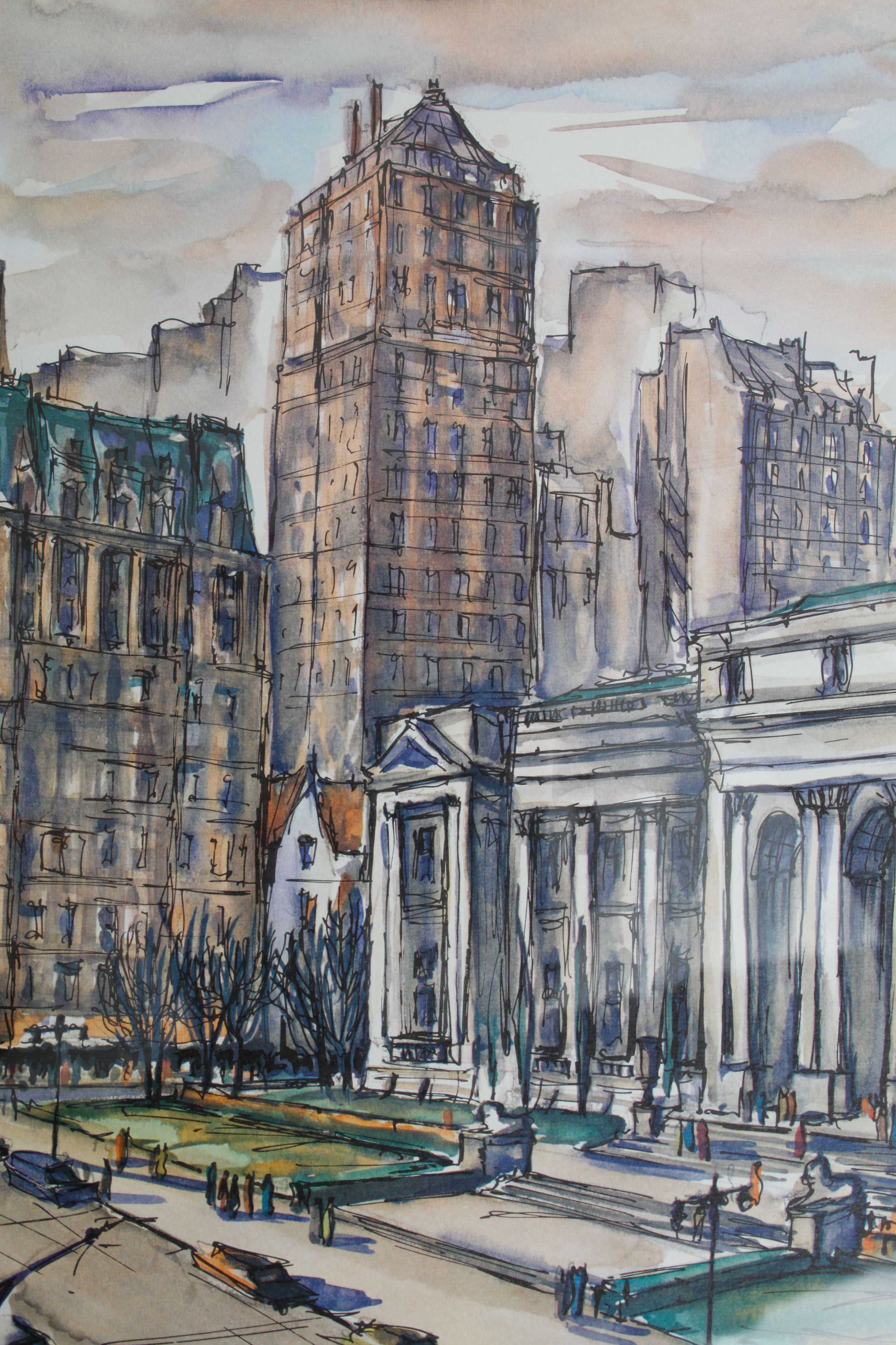 Set of Four Watercolor Prints of New York City