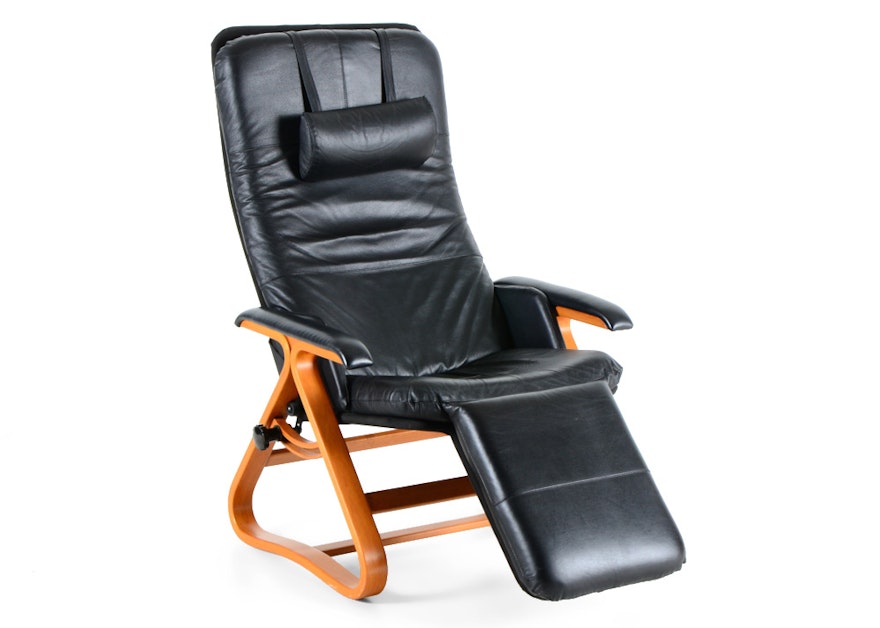 BackSaver Black Leather "Signature" Zero-Gravity Recliner Chair