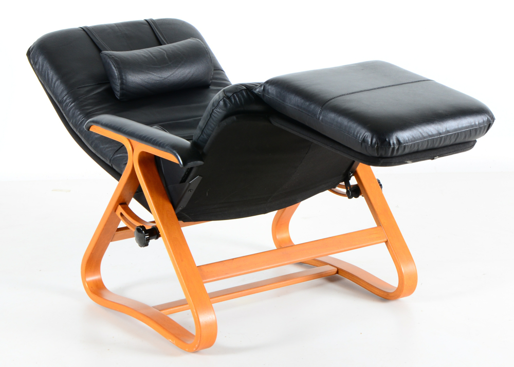 BackSaver Black Leather "Signature" Zero-Gravity Recliner Chair
