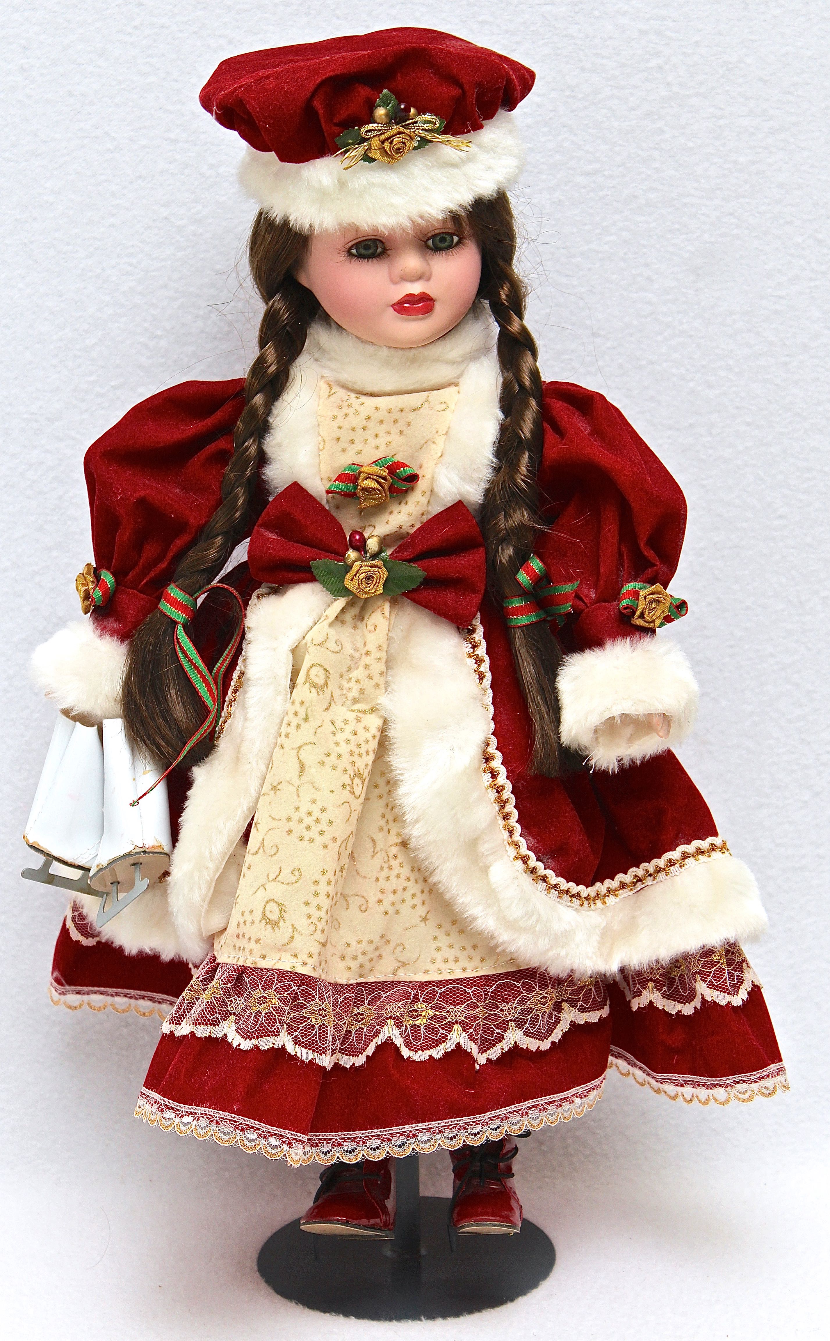 Porcelain Holiday Lane Doll with Two Other Dolls