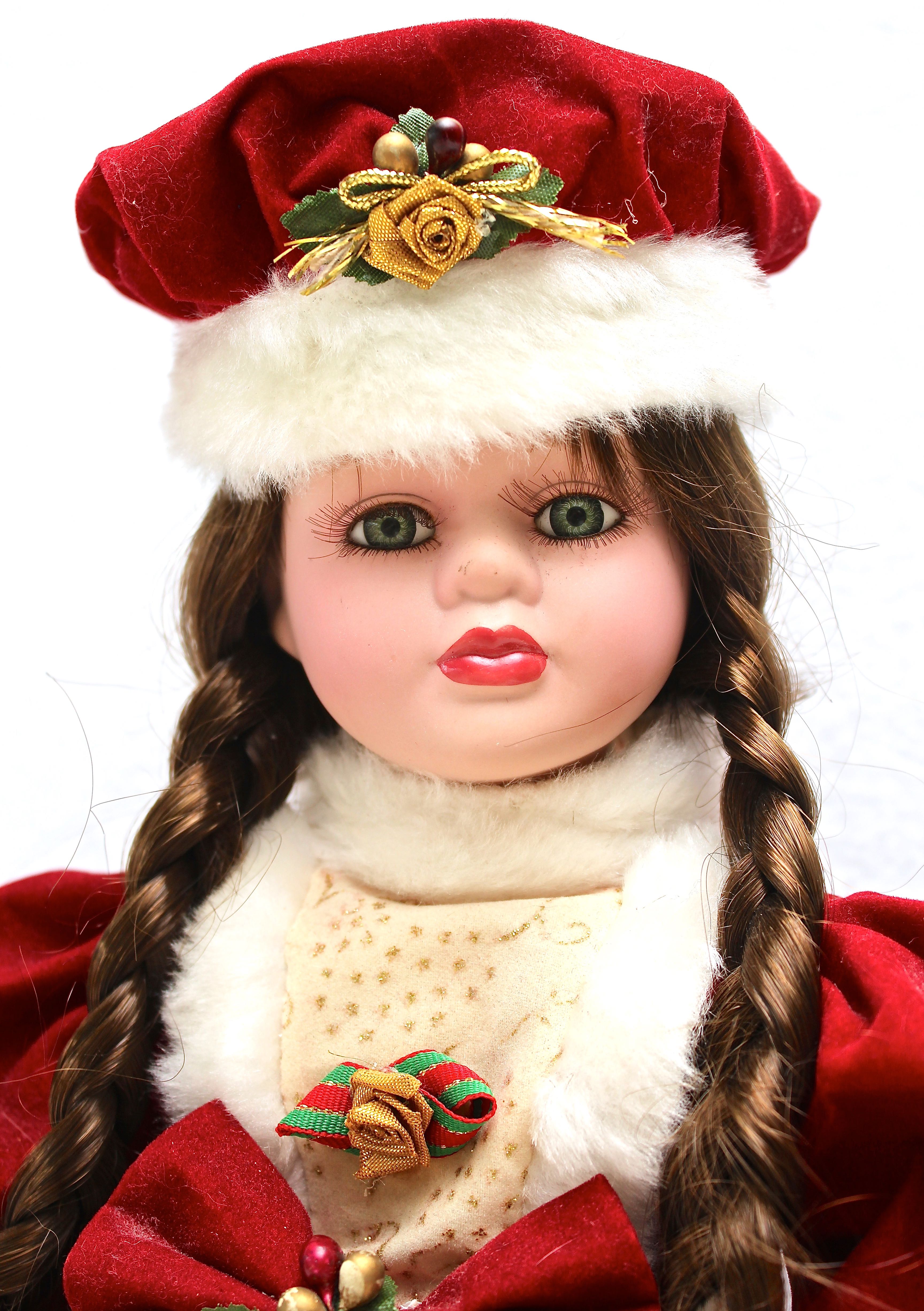 Porcelain Holiday Lane Doll with Two Other Dolls