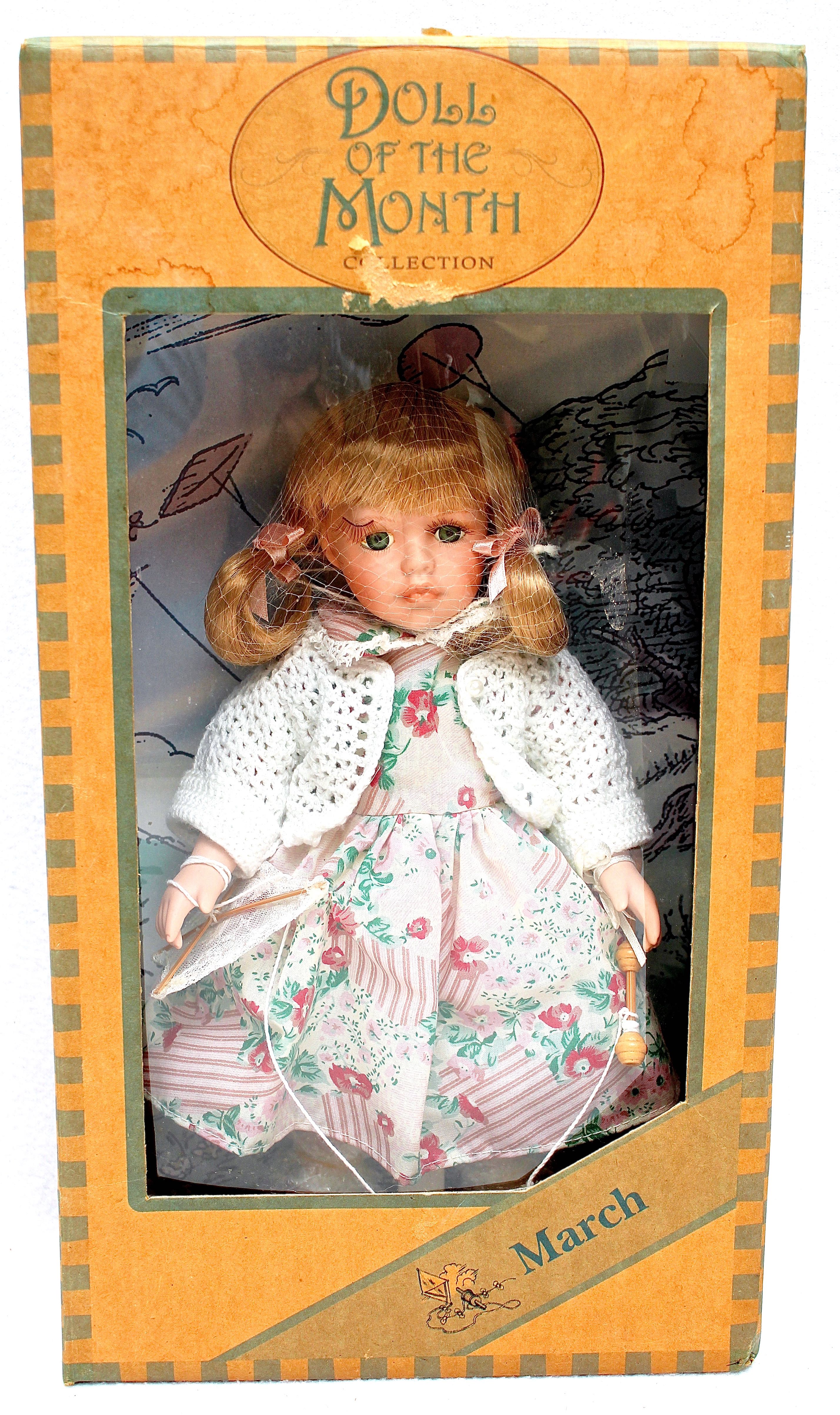 Porcelain Holiday Lane Doll with Two Other Dolls