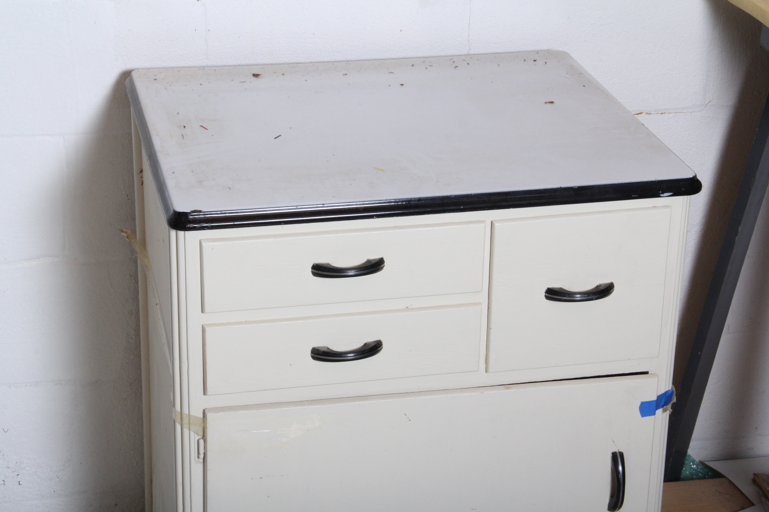 Vintage Enamel Top Cabinet