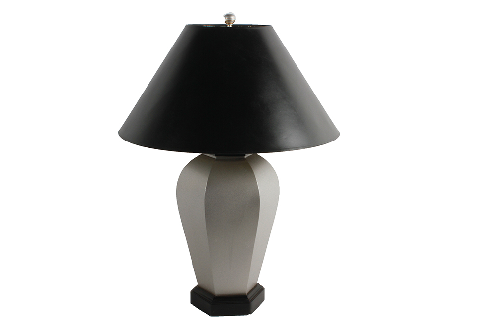 Frosted Chrome Metal Urn Style Table Lamp