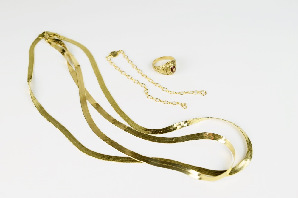 10K Yellow Gold Necklaces, Ring and Harley Bracelet