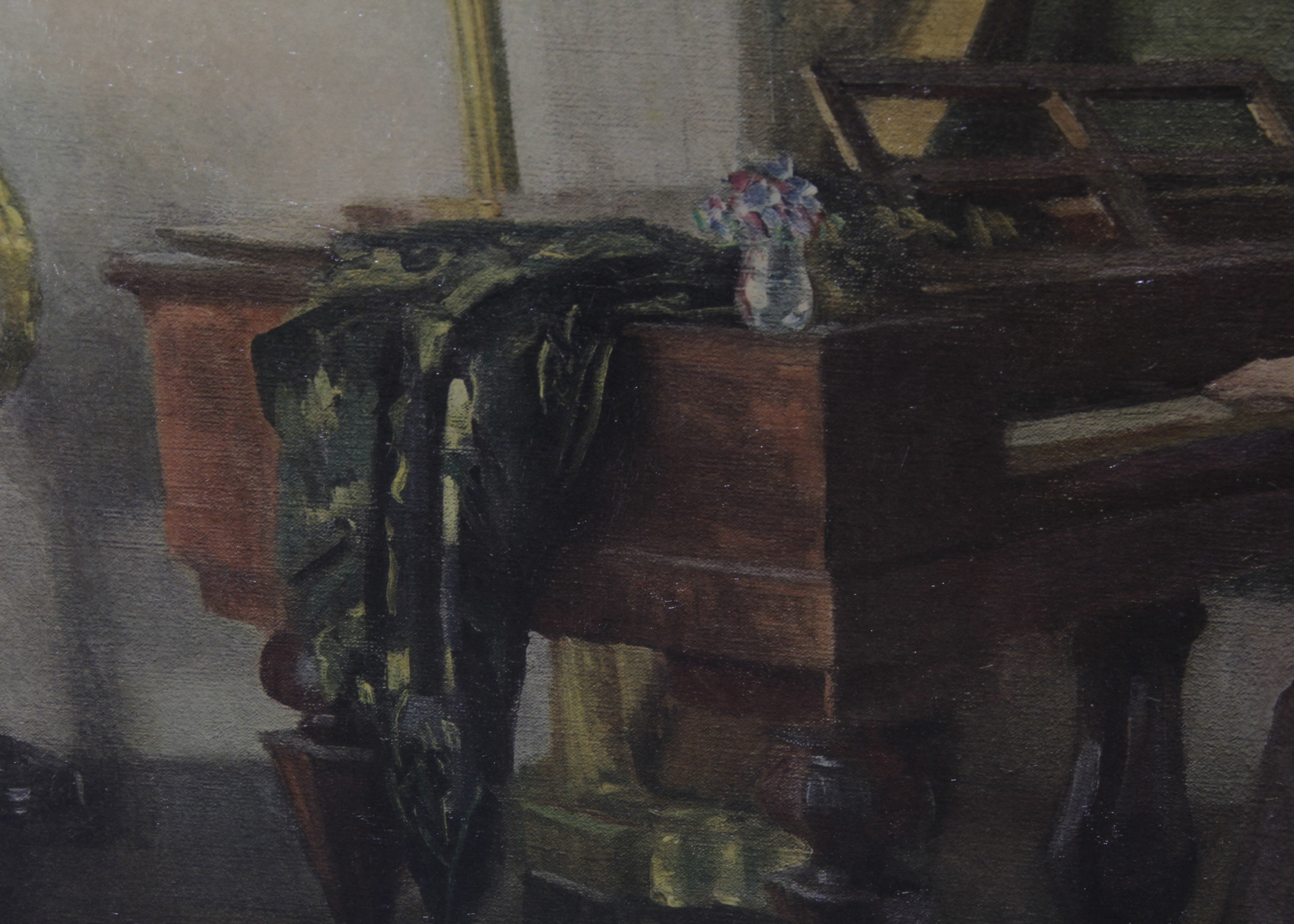 Vintage Painting of Lady Playing Piano