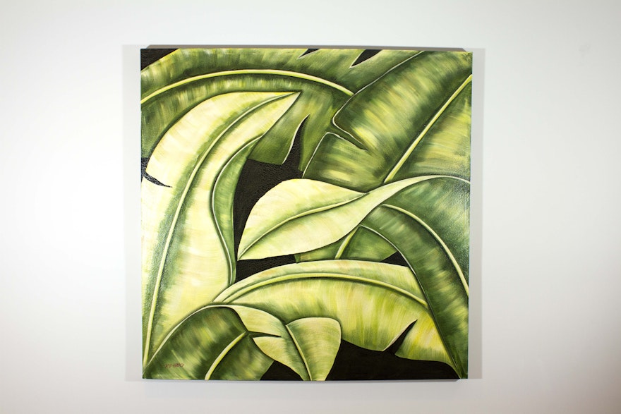 Stretched Canvas Fern Painting