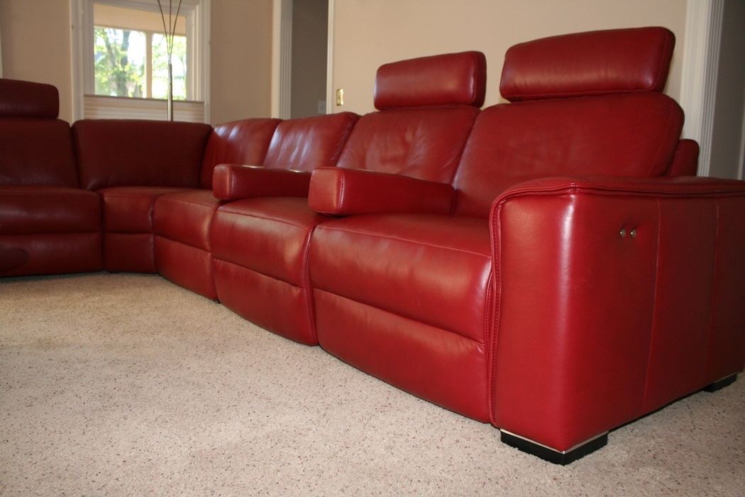 Red Leather Contemporary Sectional Sofa, Bova