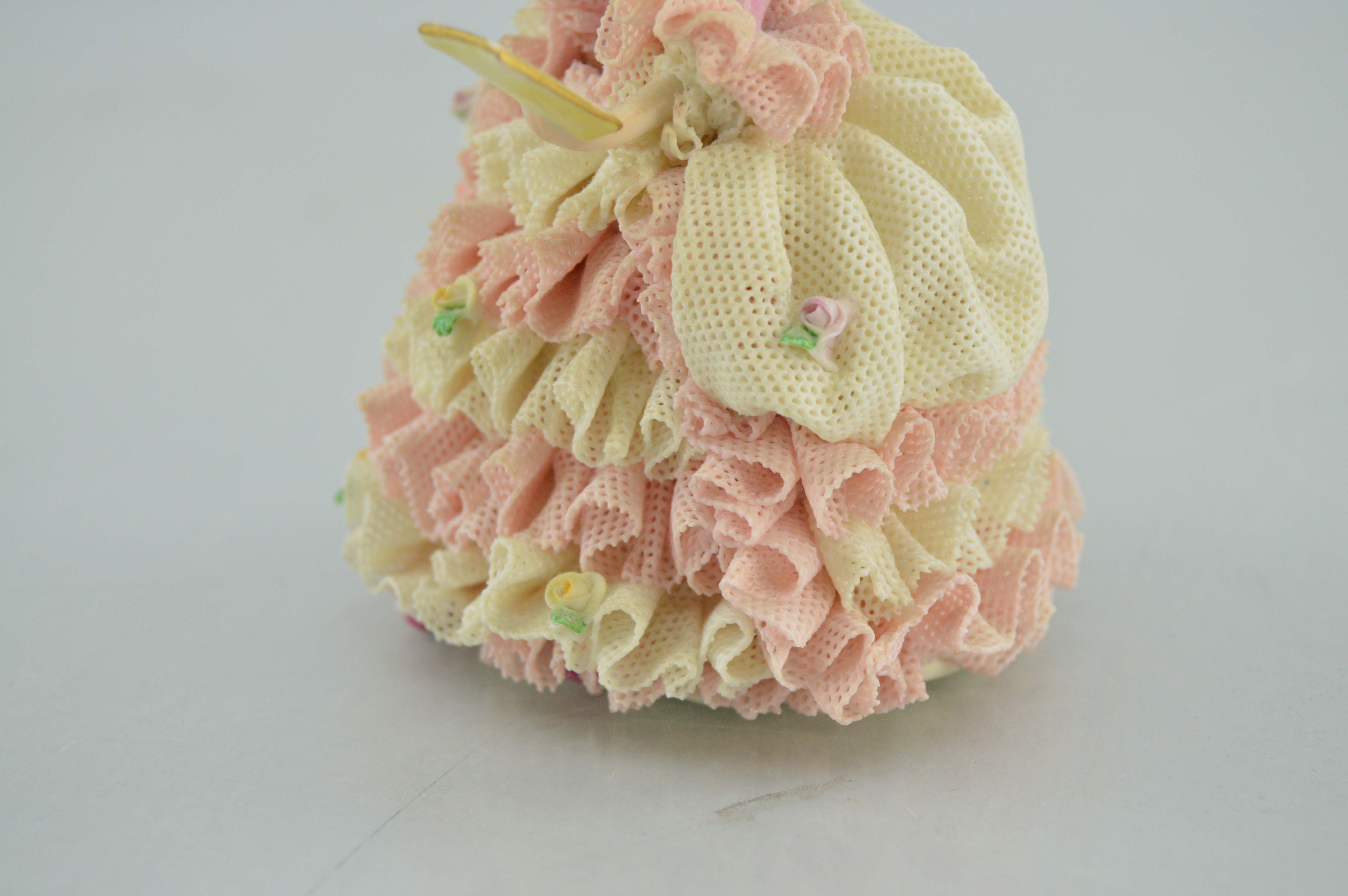 MV Muller Volkstedt Dresden Lace "Lady with Music" Figurine