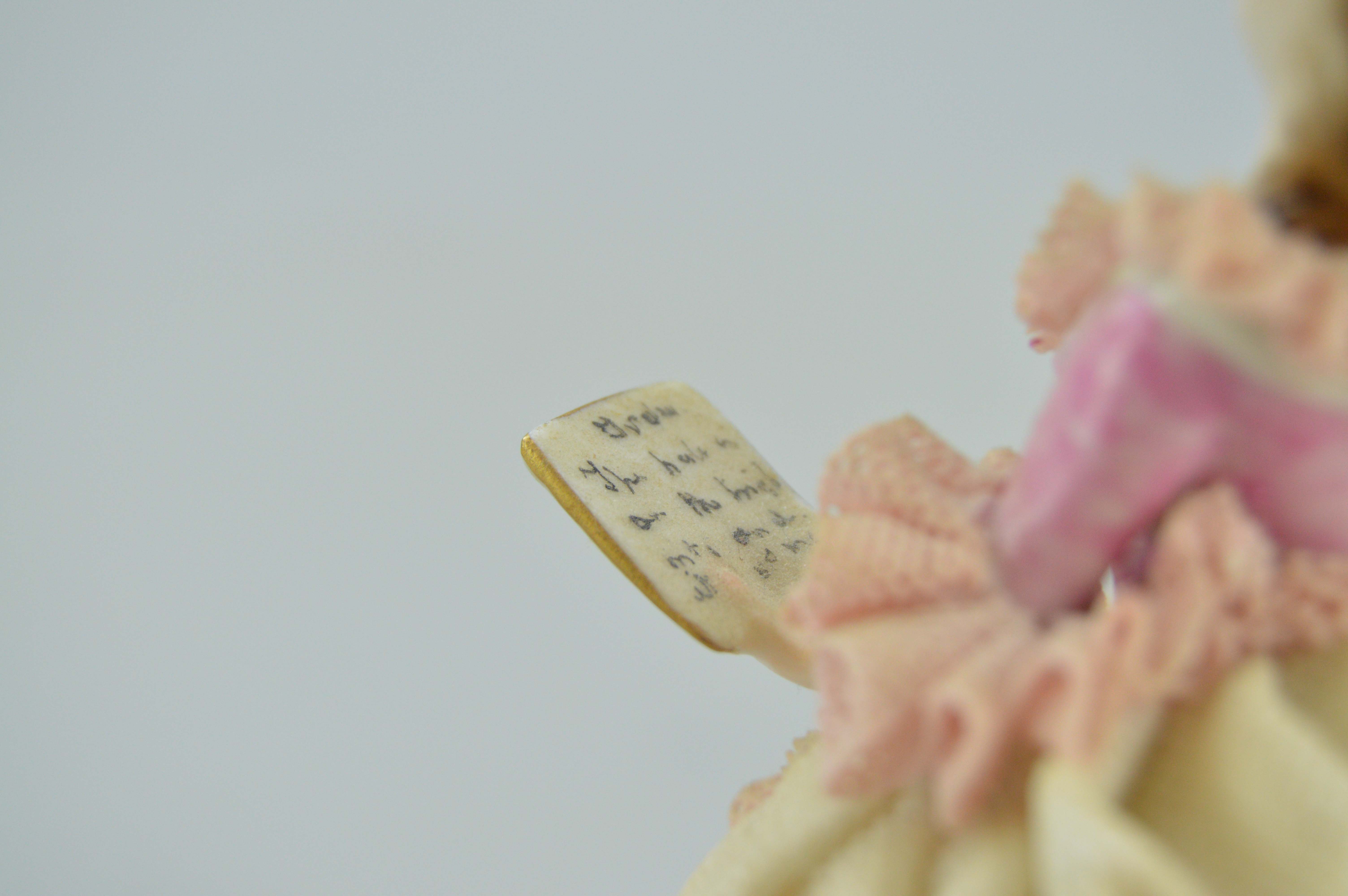 MV Muller Volkstedt Dresden Lace "Lady with Music" Figurine