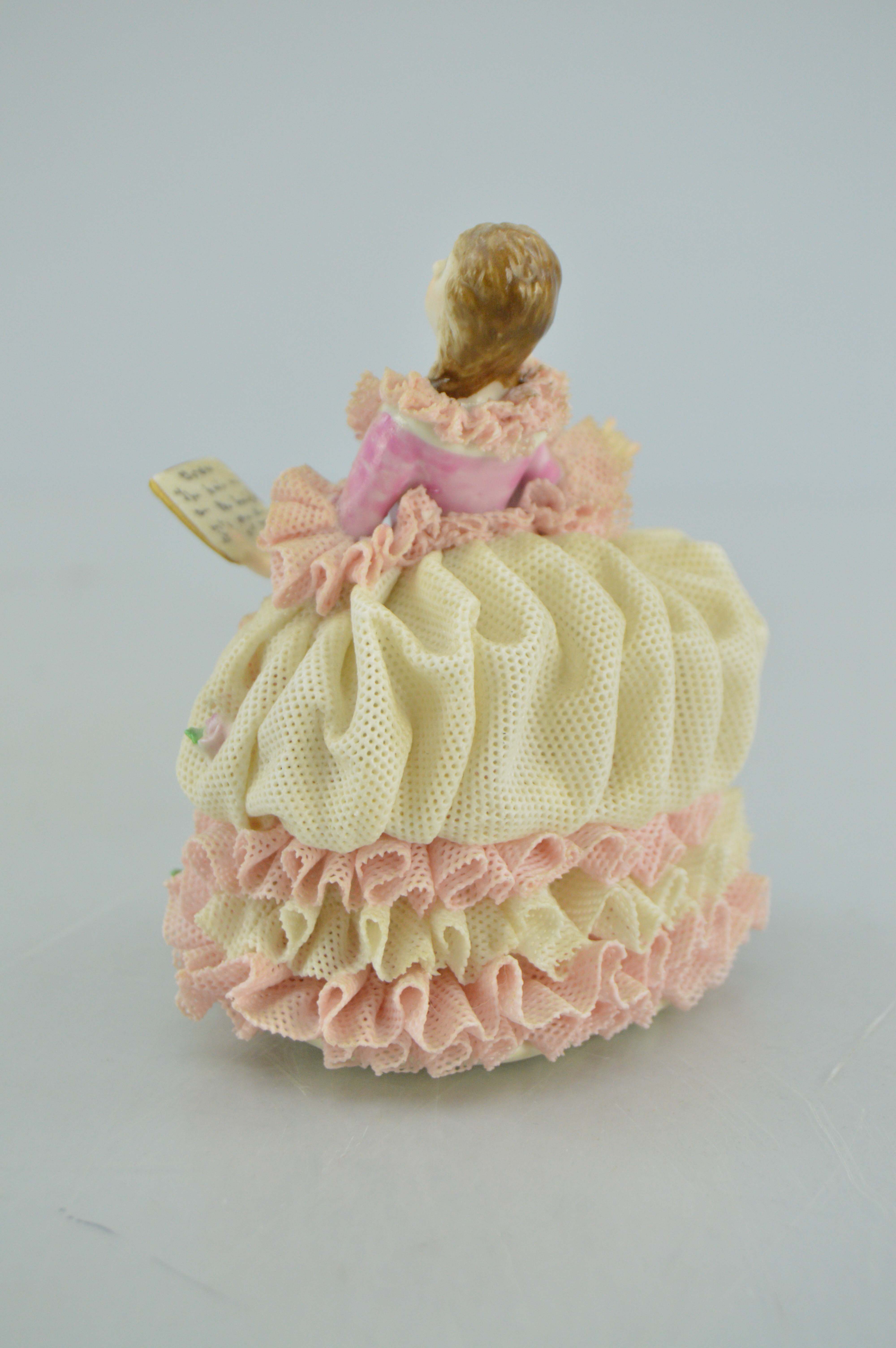 MV Muller Volkstedt Dresden Lace "Lady with Music" Figurine