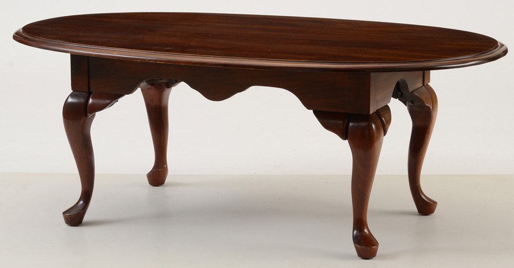 Solid Cherry Wood Queen Anne Style Oval Coffee Table
