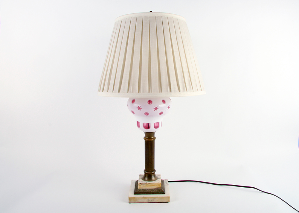 Vintage Pink and White Glass Lamp