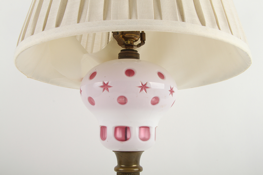 Vintage Pink and White Glass Lamp
